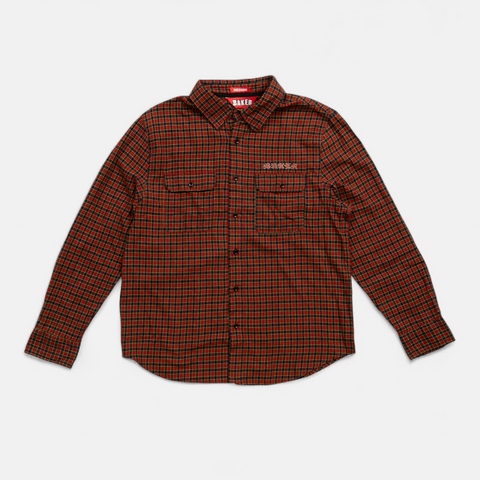 Flames Plaid Flannel Button Up